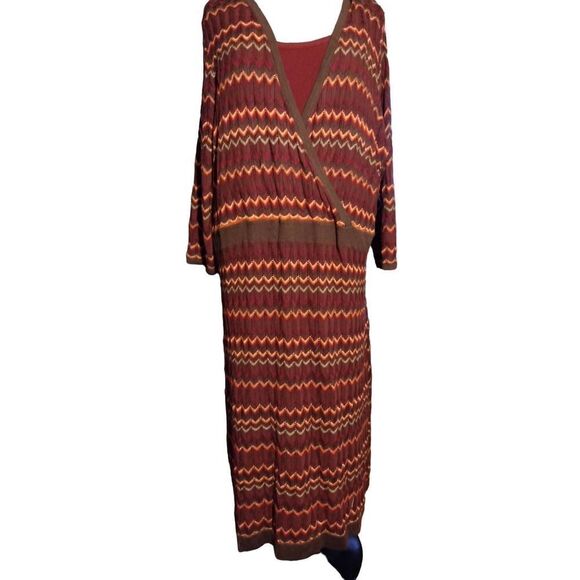 NWT 2 In One Lane Bryant Chevron Knit Pointelle Sheath Dress With Spaghetti Stra - Picture 2 of 7